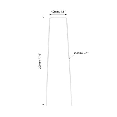 Harfington U-Shaped Garden Staples Pegs Ground U Pins 200mm 7.9-inch 2mm Dia Square 30pcs