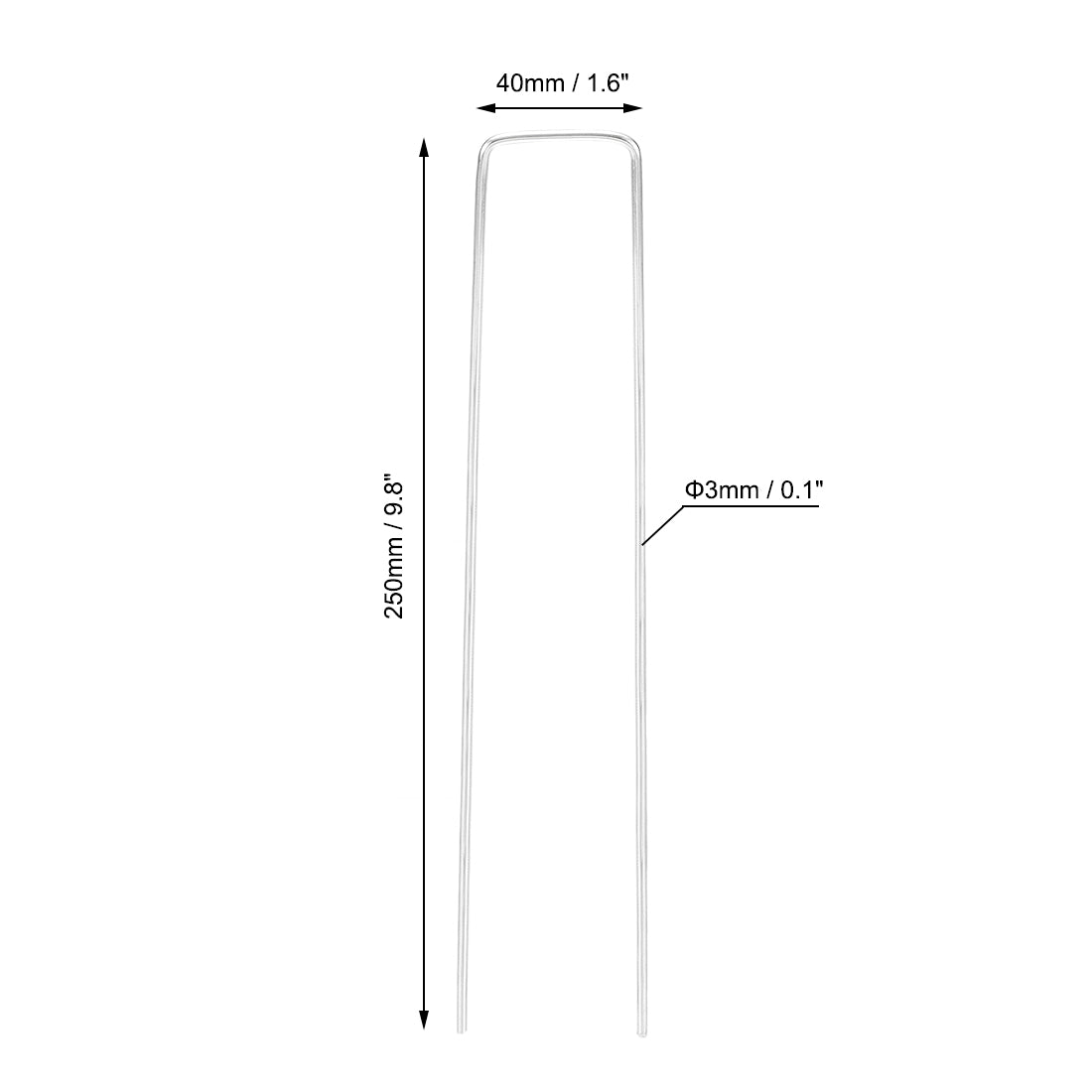 Harfington U-Shaped Garden Staples Pegs Ground U Pin 250mm 9.8-inch 3mm Dia Square 10pcs