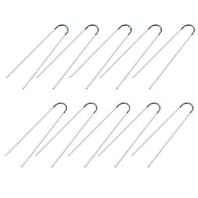 Harfington U-Shaped Garden Staples Pegs Ground Pins 200mm 7.9(inch) 3mm Dia Round 10pcs