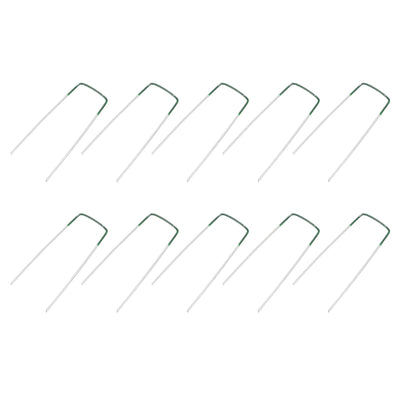 Harfington U-Shaped Garden Staples Pegs Ground U Pins 100mm 3.9-inch 2mm Dia Square 10pcs