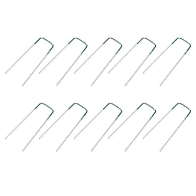 Harfington U-Shaped Garden Staples Pegs Ground U Pins 150mm 5.9-inch 3mm Dia Square 16pcs