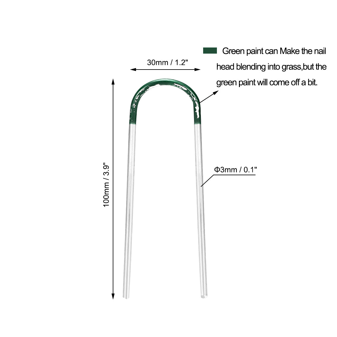 Harfington U-Shaped Garden Staples Pegs Ground U Pins 100mm 3.9-inch 3mm Dia Round 30pcs