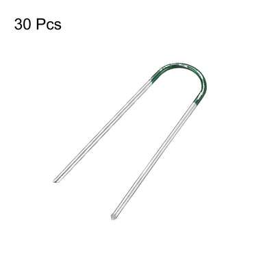 Harfington U-Shaped Garden Staples Pegs Ground U Pins 100mm 3.9-inch 3mm Dia Round 30pcs
