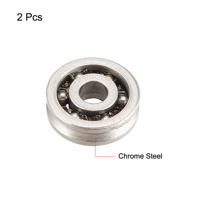 Harfington TV0310 Deep V Groove Guide Ball Bearings 3x10x3mm Single Sided Sealed (GCr15) Chrome Steel Bearings 2pcs