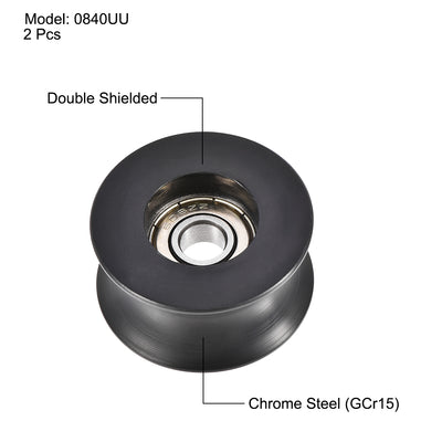 Harfington 0840UU Kugellager mit tiefer U-Rillentiefe, 8 x 40 x 19,8 mm, doppelt metallgeschirmt, Chromstahl und Nylonlager, 2 Stück