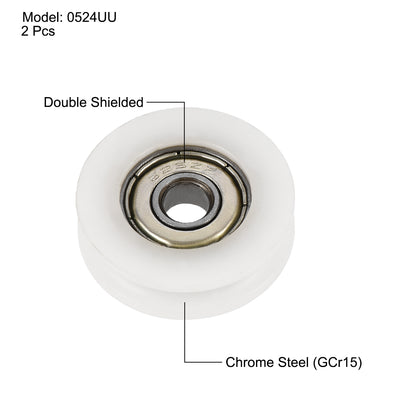 Harfington 0524UU Deep U Groove Ball Bearing 5x24x7.1mm Double Metal Shielded Chrome Steel and Nylon Bearing 2pcs