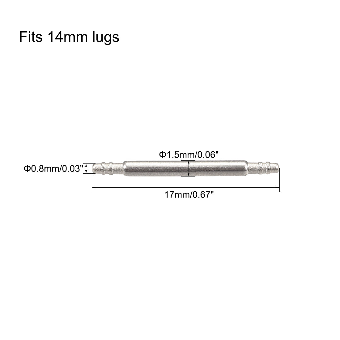 Harfington Spring Bar Pins Double Fringe 316 Stainless Steel for Watch Band 2Pcs