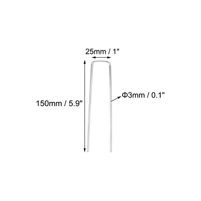 Harfington U-Shaped Garden Staples 150 x 25 x 3mm(LxWxD) 3mm Rod Dia Square 10pcs