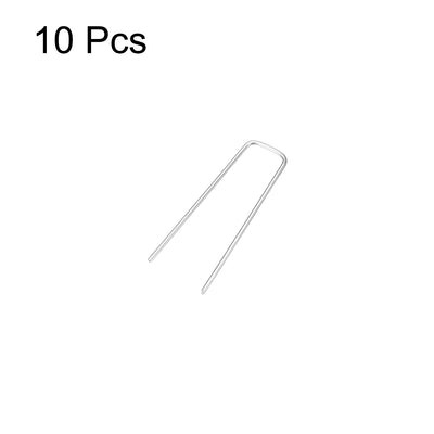 Harfington U-Shaped Garden Staples 100 x 30 x 3mm(LxWxD) 3mm Rod Dia Square 10pcs