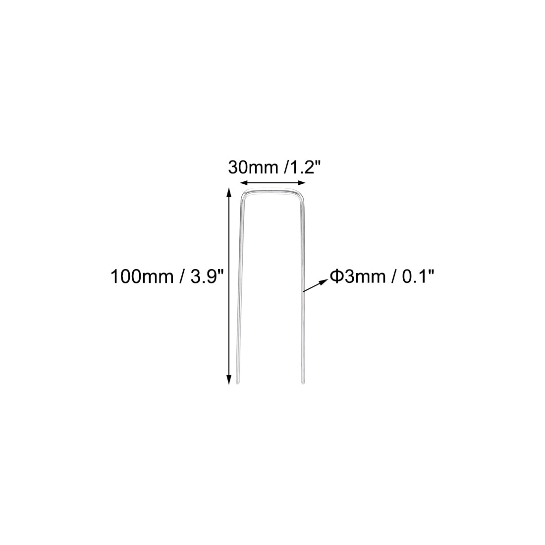 Harfington U-Shaped Garden Staples 100 x 30 x 3mm(LxWxD) 3mm Rod Dia Square 10pcs