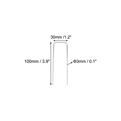 Harfington U-Shaped Garden Staples 100 x 30 x 3mm(LxWxD) 3mm Rod Dia Square 10pcs