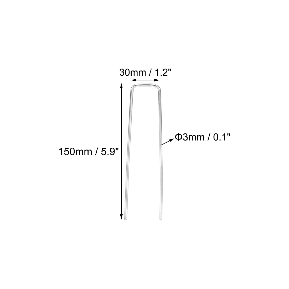 Harfington U-Shaped Garden Staples 150 x 30 x 3mm(LxWxD) 3mm Rod Dia Square 10pcs