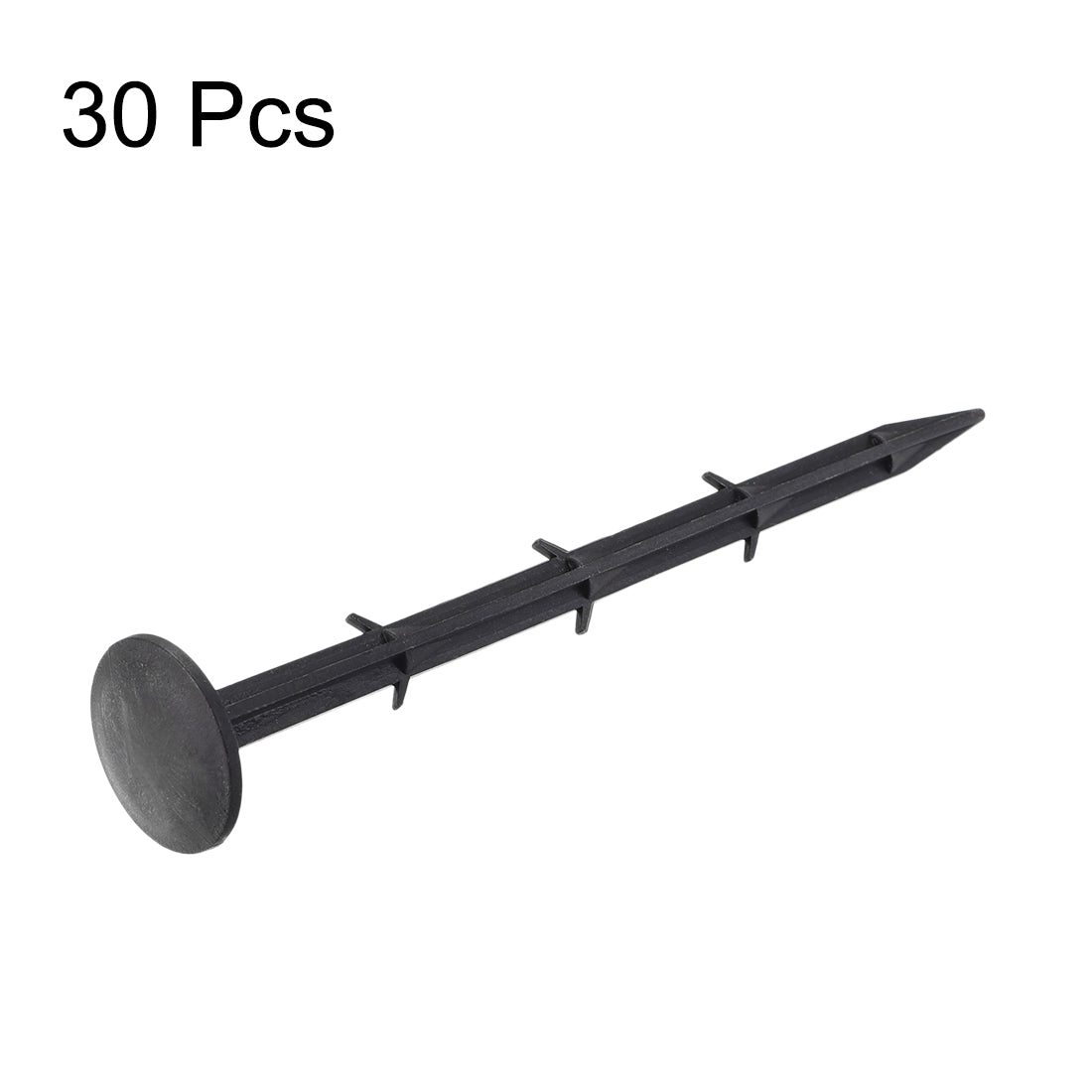 Harfington Plastic Garden Stakes Anchors Landscape Ground Nail 210mm 8.3-inch Black 30pcs