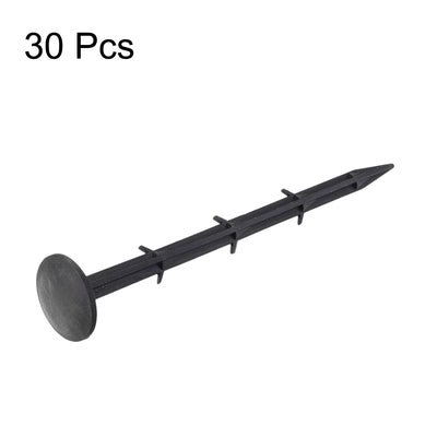 Harfington Plastic Garden Stakes Anchors Landscape Ground Nail 210mm 8.3-inch Black 30pcs
