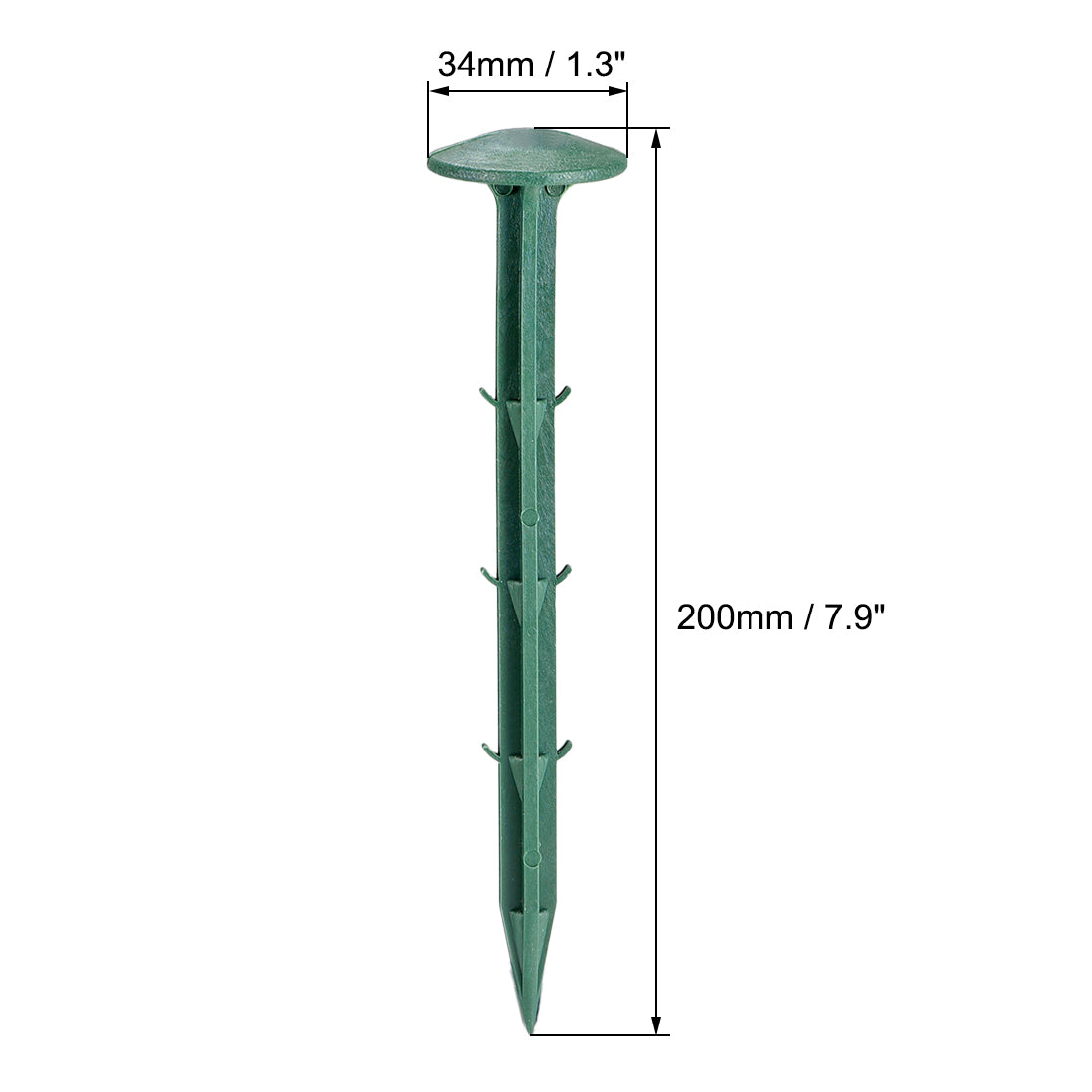 Harfington Plastic Garden Stakes Anchors Landscape Ground Nail 200mm 7.9-inch Green 30pcs