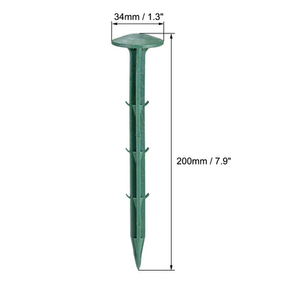 Harfington Plastic Garden Stakes Anchors Landscape Ground Nail 200mm 7.9-inch Green 30pcs