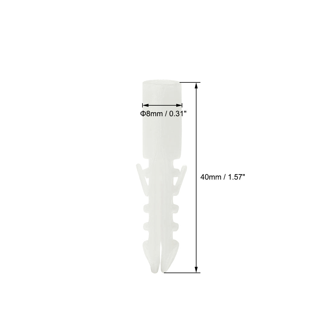 Harfington 8x40mm Plastic Expansion Tube Bolts Column Frame Fixings White 50pcs