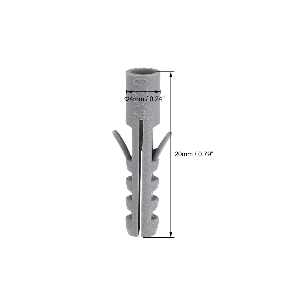 Harfington 4x20mm Plastic Expansion Tube Bolts Column Frame Fixings Gray 100pcs