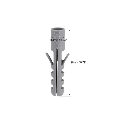 Harfington 4x20mm Plastic Expansion Tube Bolts Column Frame Fixings Gray 100pcs