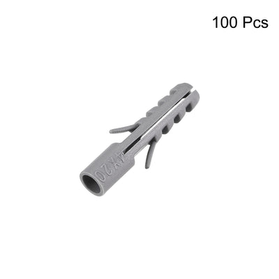 Harfington 4x20mm Plastic Expansion Tube Bolts Column Frame Fixings Gray 100pcs