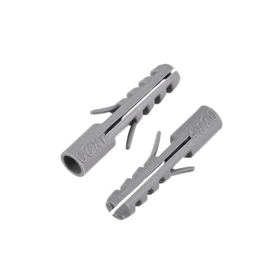 Harfington 4x20mm Plastic Expansion Tube Bolts Column Frame Fixings Gray 100pcs