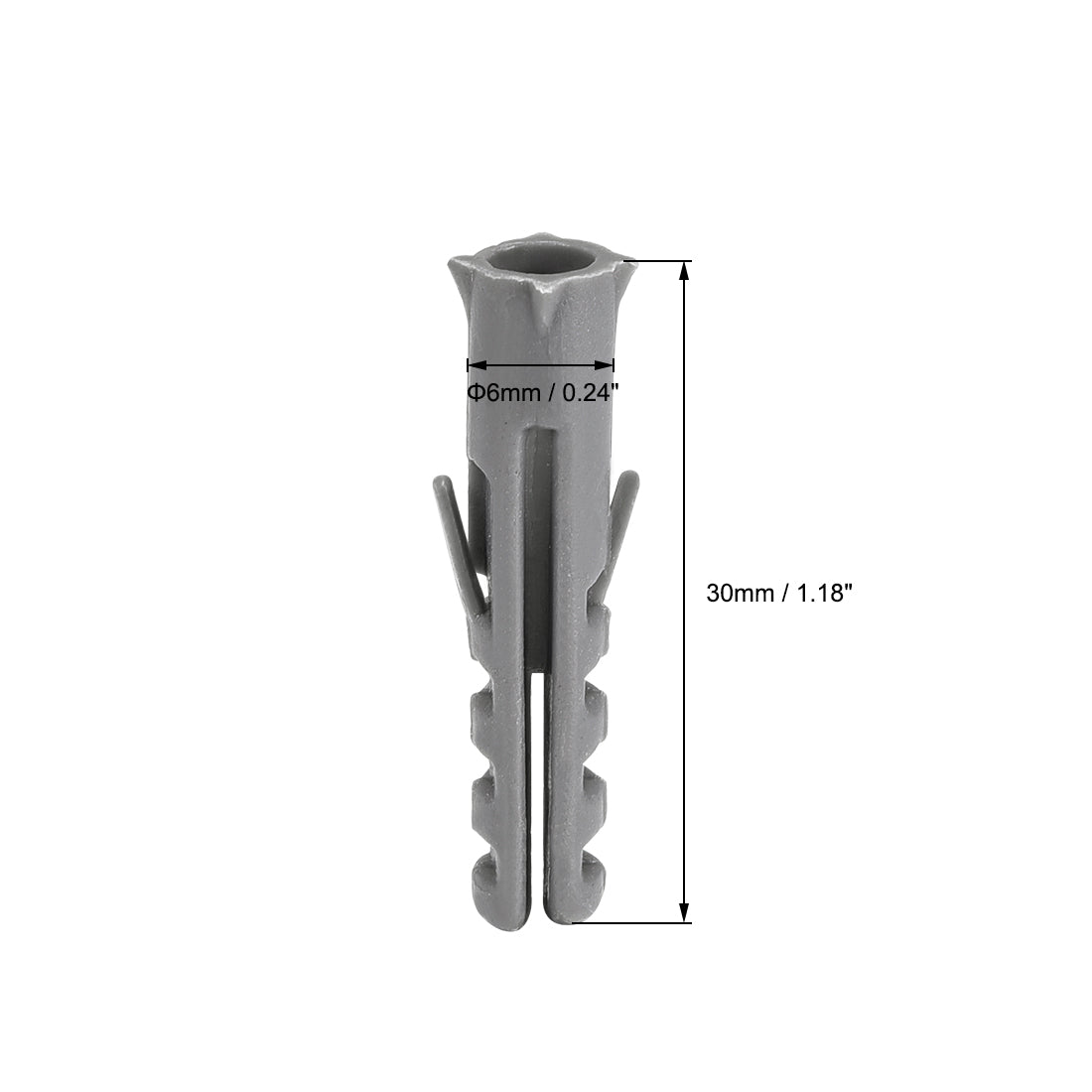 Harfington 6x30mm Plastic Expansion Tube Bolts Column Frame Fixings Gray 25pcs