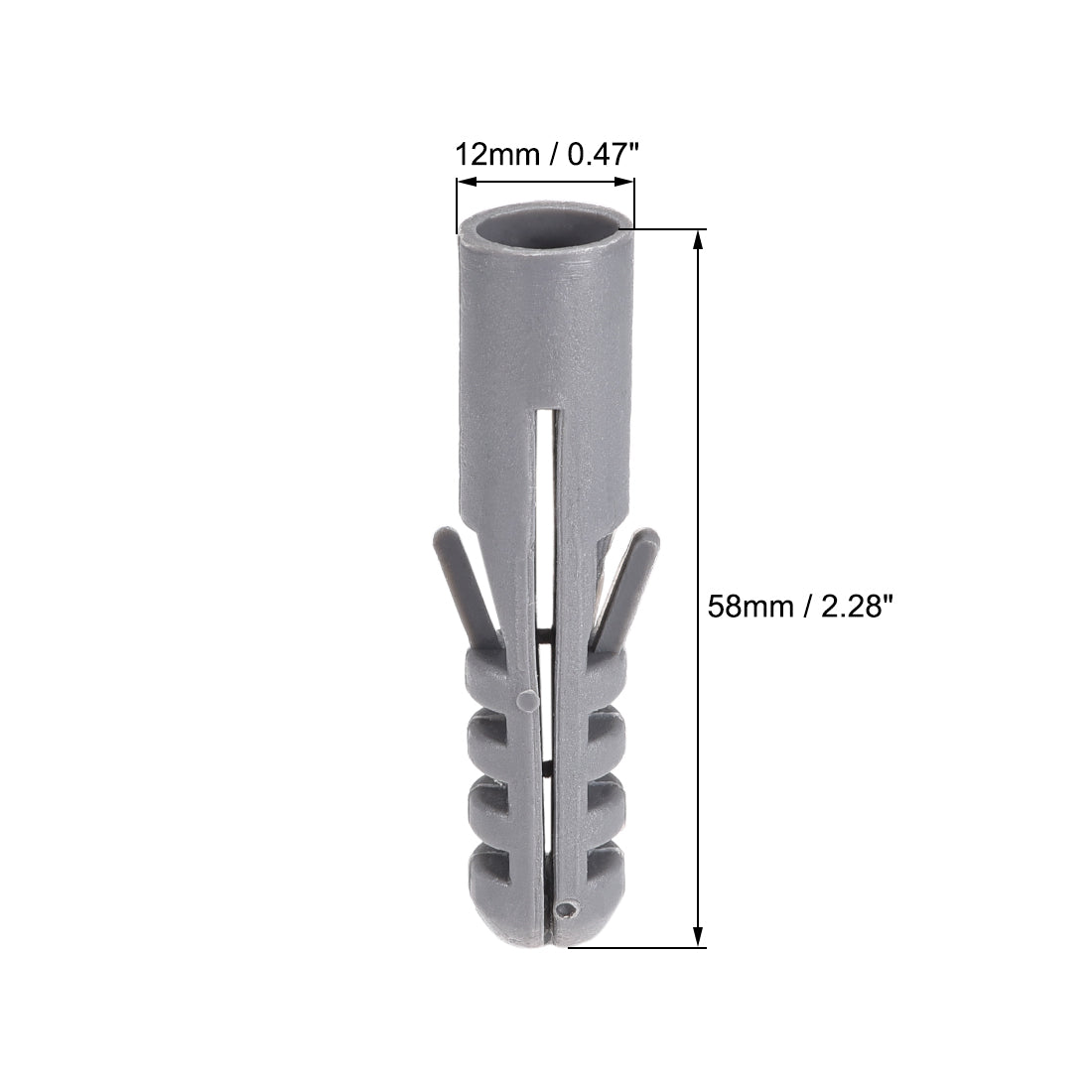 Harfington 12x58mm Plastic Expansion Tube Bolts Column Frame Fixings Gray 10pcs