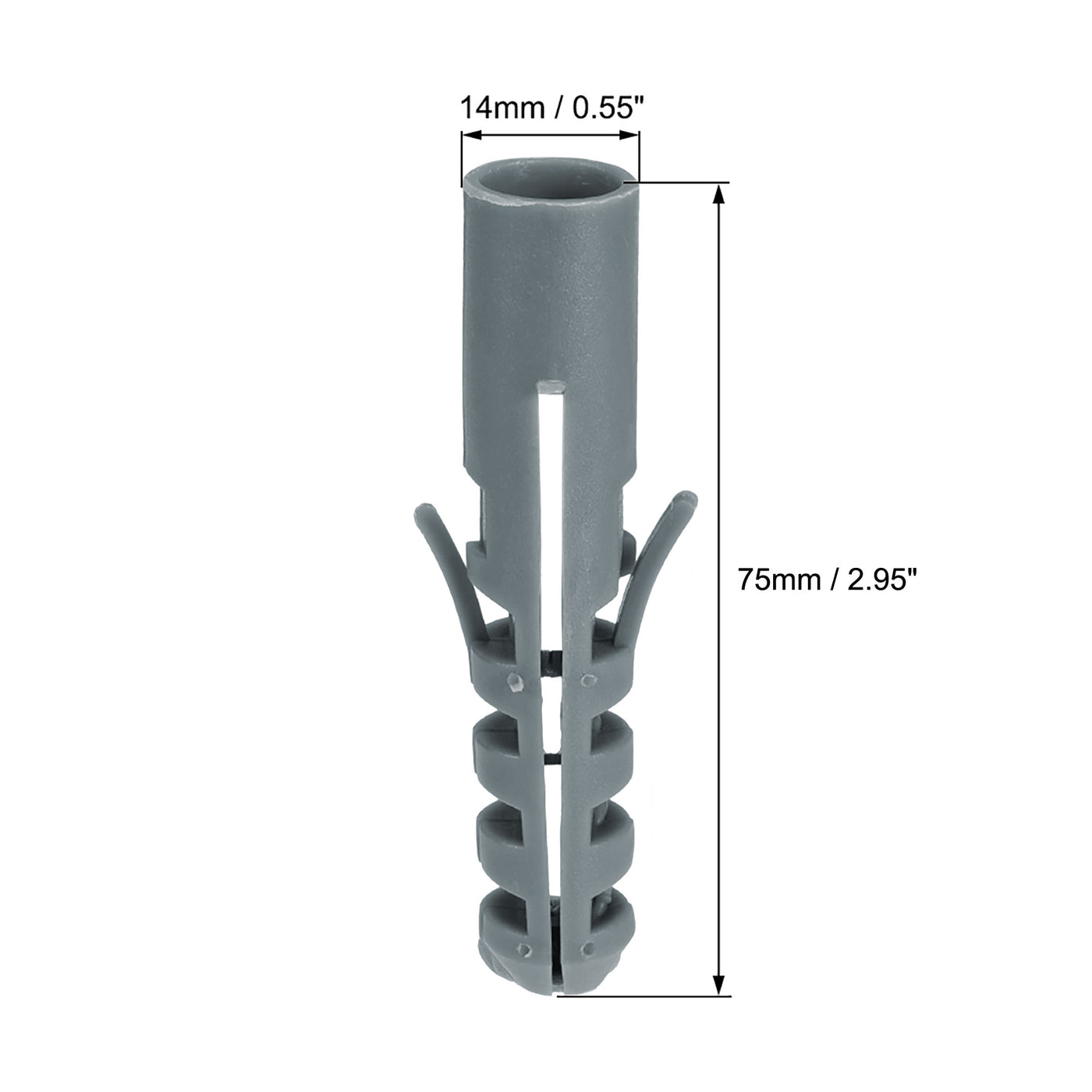 Harfington 14x75mm Plastic Expansion Tube Bolts Column Frame Fixings Gray 10pcs