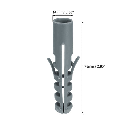 Harfington 14x75mm Plastic Expansion Tube Bolts Column Frame Fixings Gray 10pcs