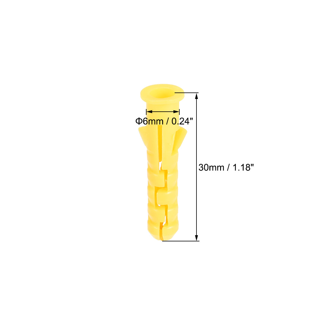 Harfington 6x30mm Plastic Expansion Tube Bolts Column Frame Fixings Yellow 100pcs