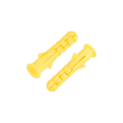 Harfington 6x30mm Plastic Expansion Tube Bolts Column Frame Fixings Yellow 100pcs