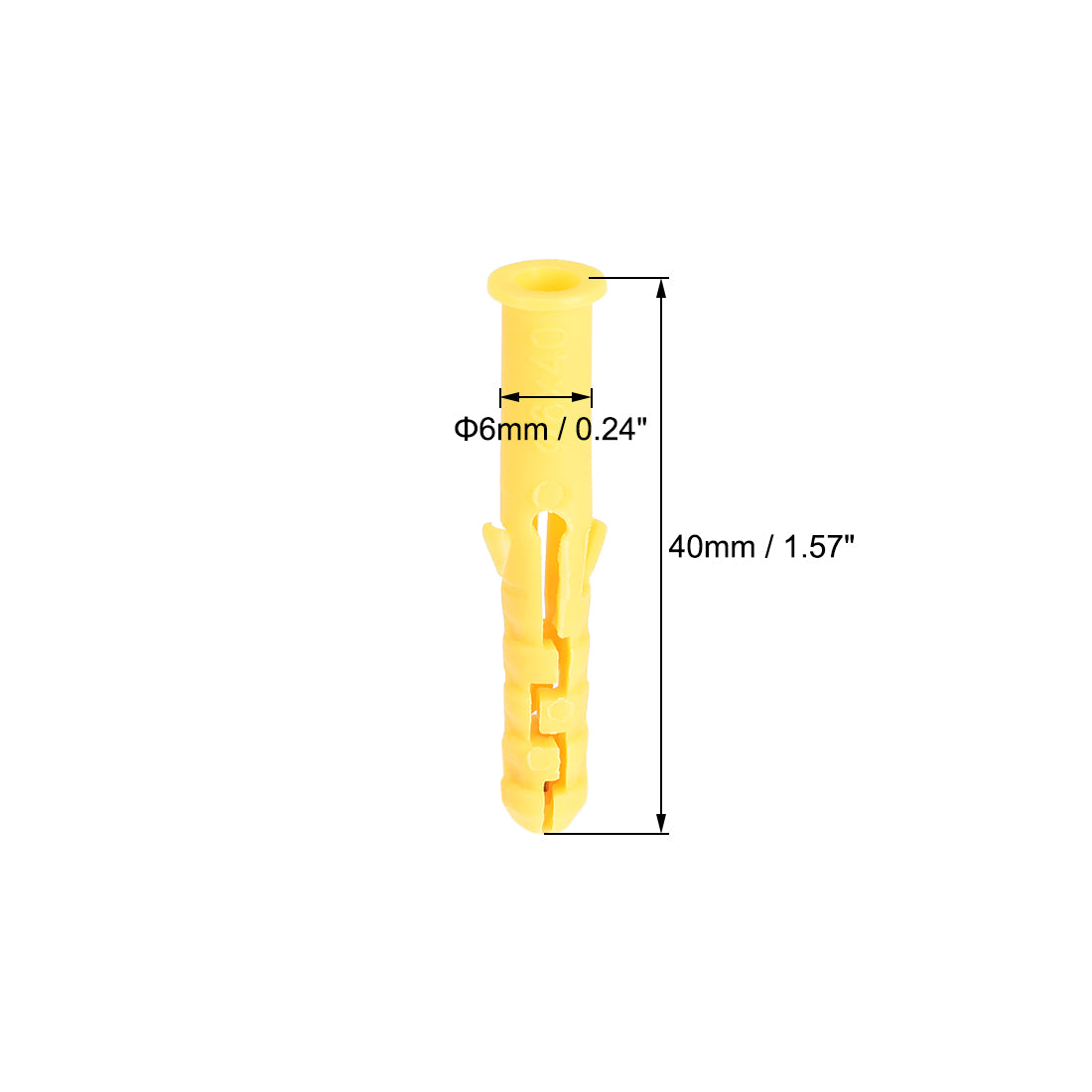 Harfington 6x40mm Plastic Expansion Tube Bolts Column Frame Fixings Yellow 75pcs