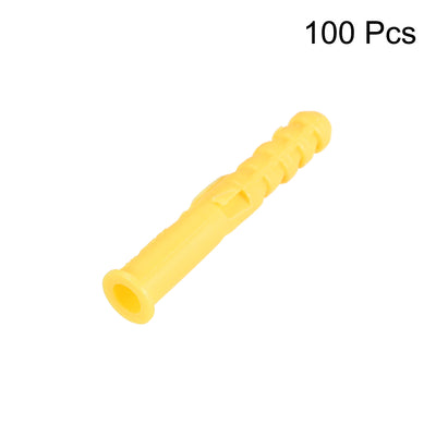Harfington 6x40mm Plastic Expansion Tube Bolts Column Frame Fixings Yellow 100pcs