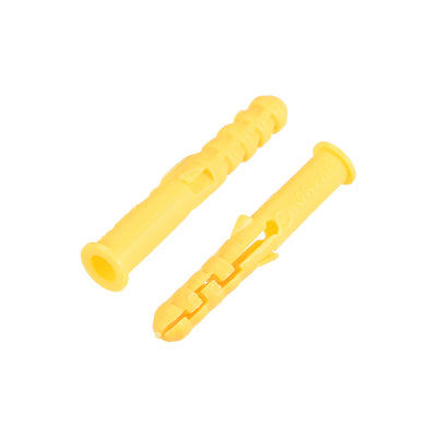 Harfington 6x40mm Plastic Expansion Tube Bolts Column Frame Fixings Yellow 100pcs