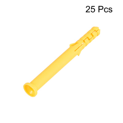 Harfington 6x60mm Plastic Expansion Tube Bolts Column Frame Fixings Yellow 25pcs