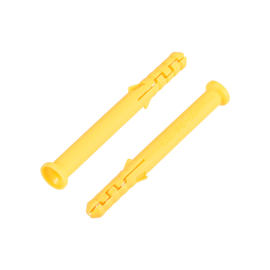 Harfington 6x60mm Plastic Expansion Tube Bolts Column Frame Fixings Yellow 25pcs