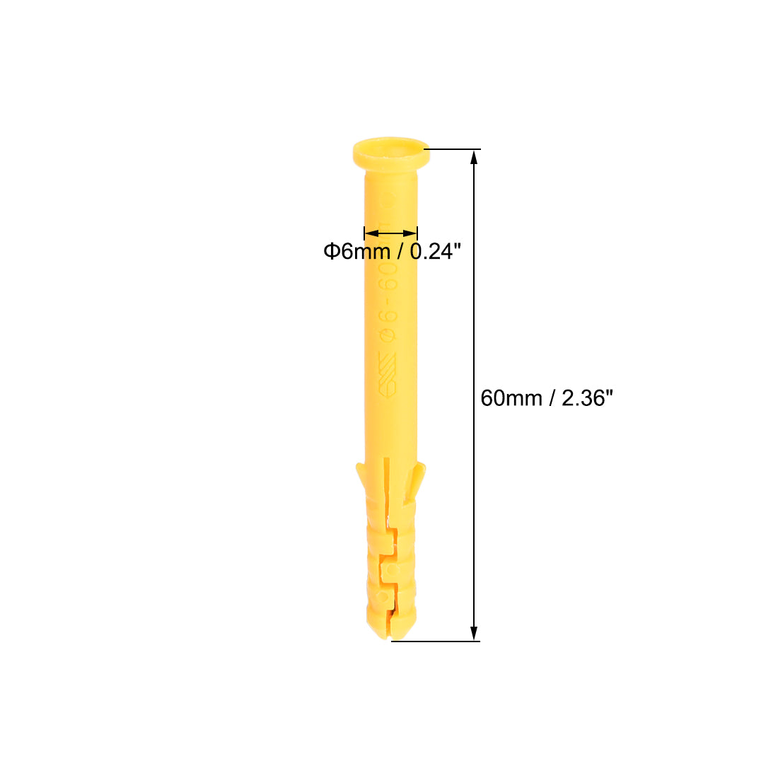 Harfington 6x60mm Plastic Expansion Tube Bolts Column Frame Fixings Yellow 50pcs