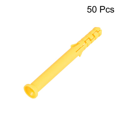 Harfington 6x60mm Plastic Expansion Tube Bolts Column Frame Fixings Yellow 50pcs