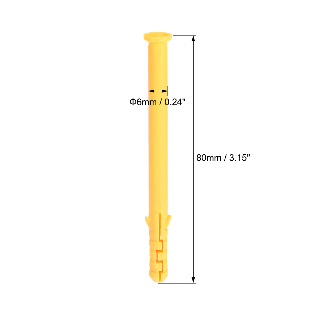 Harfington 6x80mm Plastic Expansion Tube Bolts Column Frame Fixings Yellow 25pcs