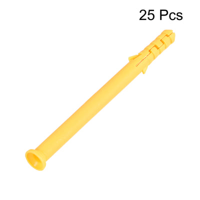 Harfington 6x80mm Plastic Expansion Tube Bolts Column Frame Fixings Yellow 25pcs