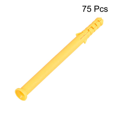 Harfington 6x80mm Plastic Expansion Tube Bolts Column Frame Fixings Yellow 75pcs