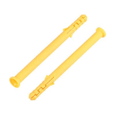 Harfington 6x80mm Plastic Expansion Tube Bolts Column Frame Fixings Yellow 75pcs