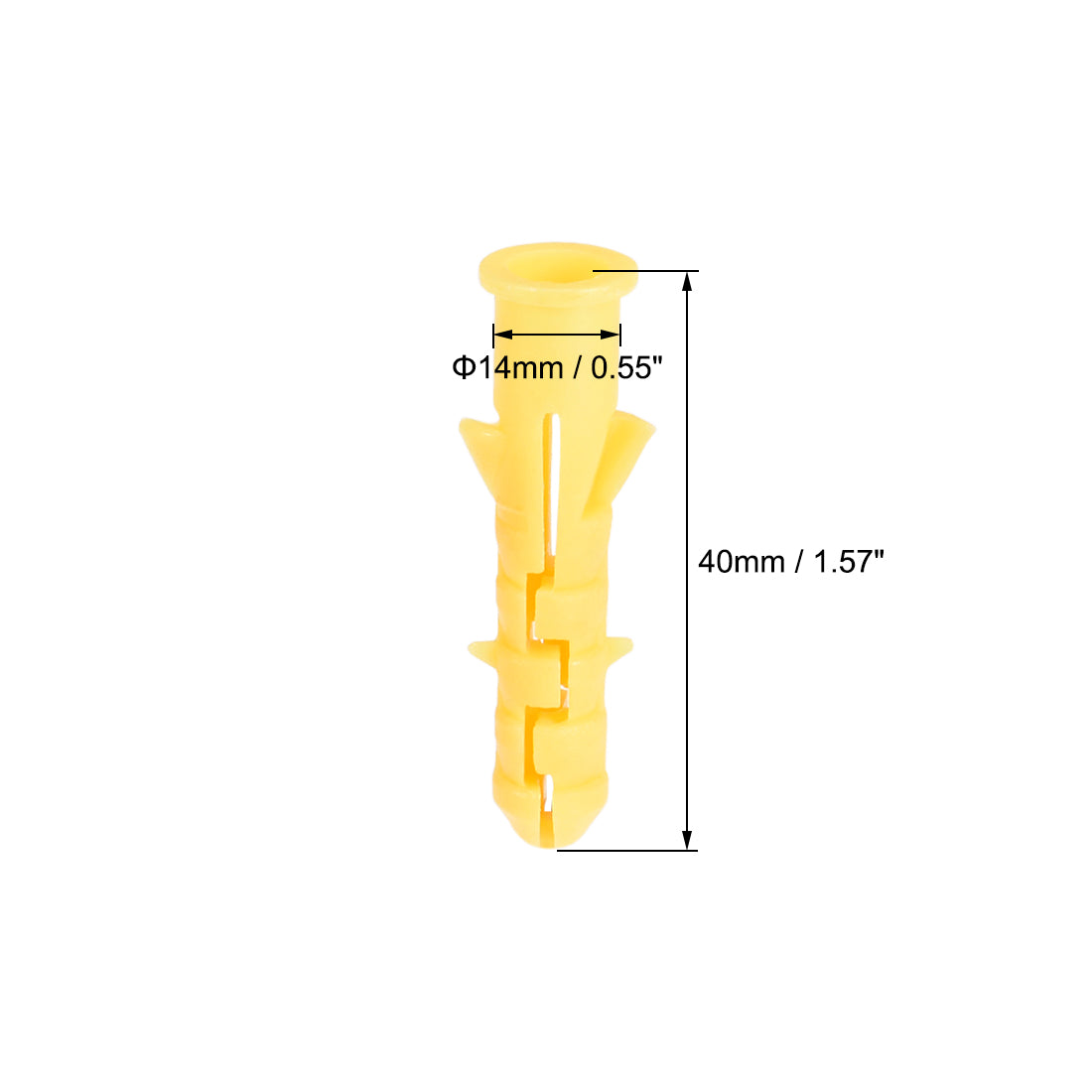 Harfington 8x40mm Plastic Expansion Tube Bolts Column Frame Fixings Yellow 25pcs