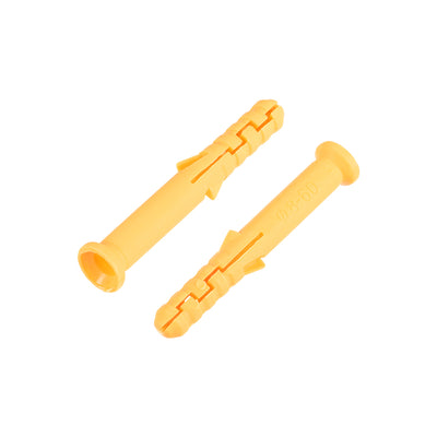 Harfington 8x60mm Plastic Expansion Tube Bolts Column Frame Fixings Yellow 25pcs