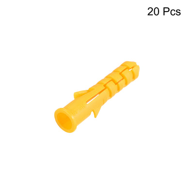 Harfington 10x50mm Plastic Expansion Tube Bolts Column Frame Fixings Yellow 20pcs