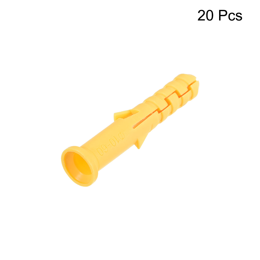Harfington 10x60mm Plastic Expansion Tube Bolts Column Frame Fixings Yellow 20pcs