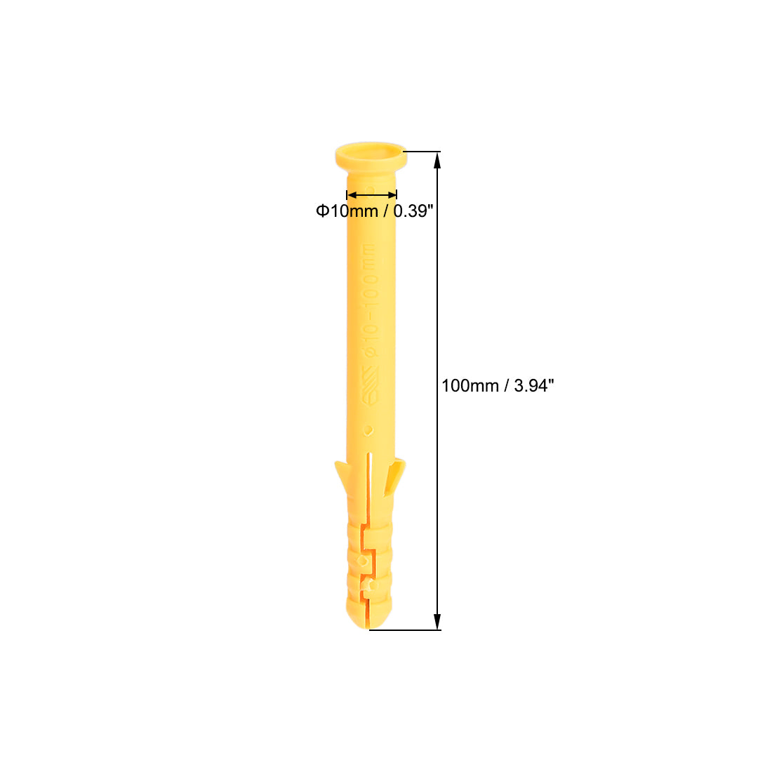 Harfington 10x100mm Plastic Expansion Tube Bolts Column Frame Fixings Yellow 20pcs