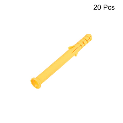 Harfington 10x100mm Plastic Expansion Tube Bolts Column Frame Fixings Yellow 20pcs