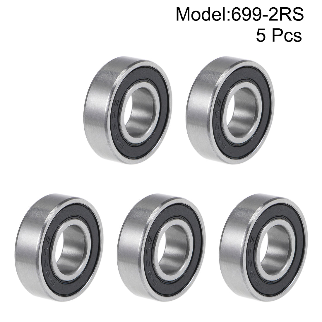 Harfington 699-2RS Deep Groove Ball Bearings 9x20x6mm Double Sealed Chrome Steel P6 5pcs