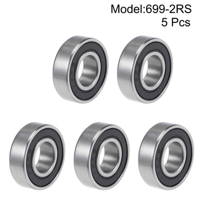Harfington 699-2RS Deep Groove Ball Bearings 9x20x6mm Double Sealed Chrome Steel P6 5pcs